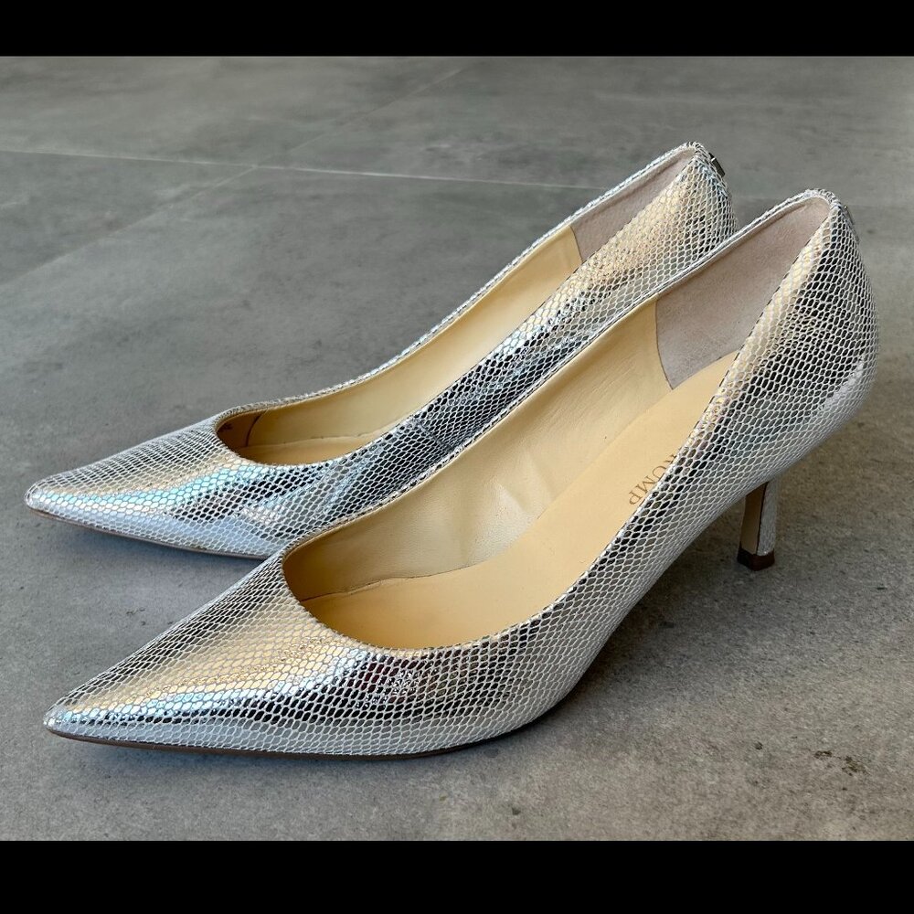 Ivanka Trump Silver Leather Stilettos